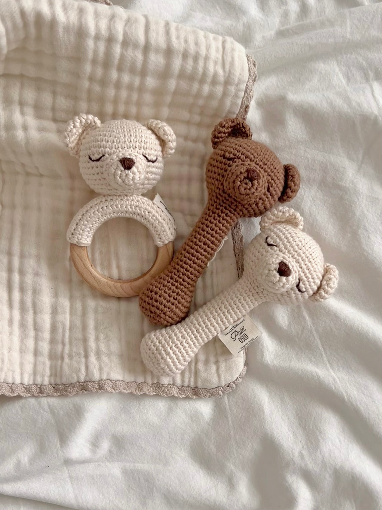 Patti Oslo Norge Bo the Bear Rattle | with bell Teething Rings & Rattles & Baby Gym Toys