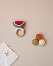 Patti Oslo Norge Vannmelon | Bitering | med bjelle Teething Rings & Rattles & Baby Gym Toys