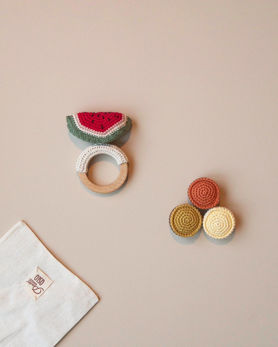 Patti Oslo Norge Vannmelon | Bitering | med bjelle Teething Rings & Rattles & Baby Gym Toys
