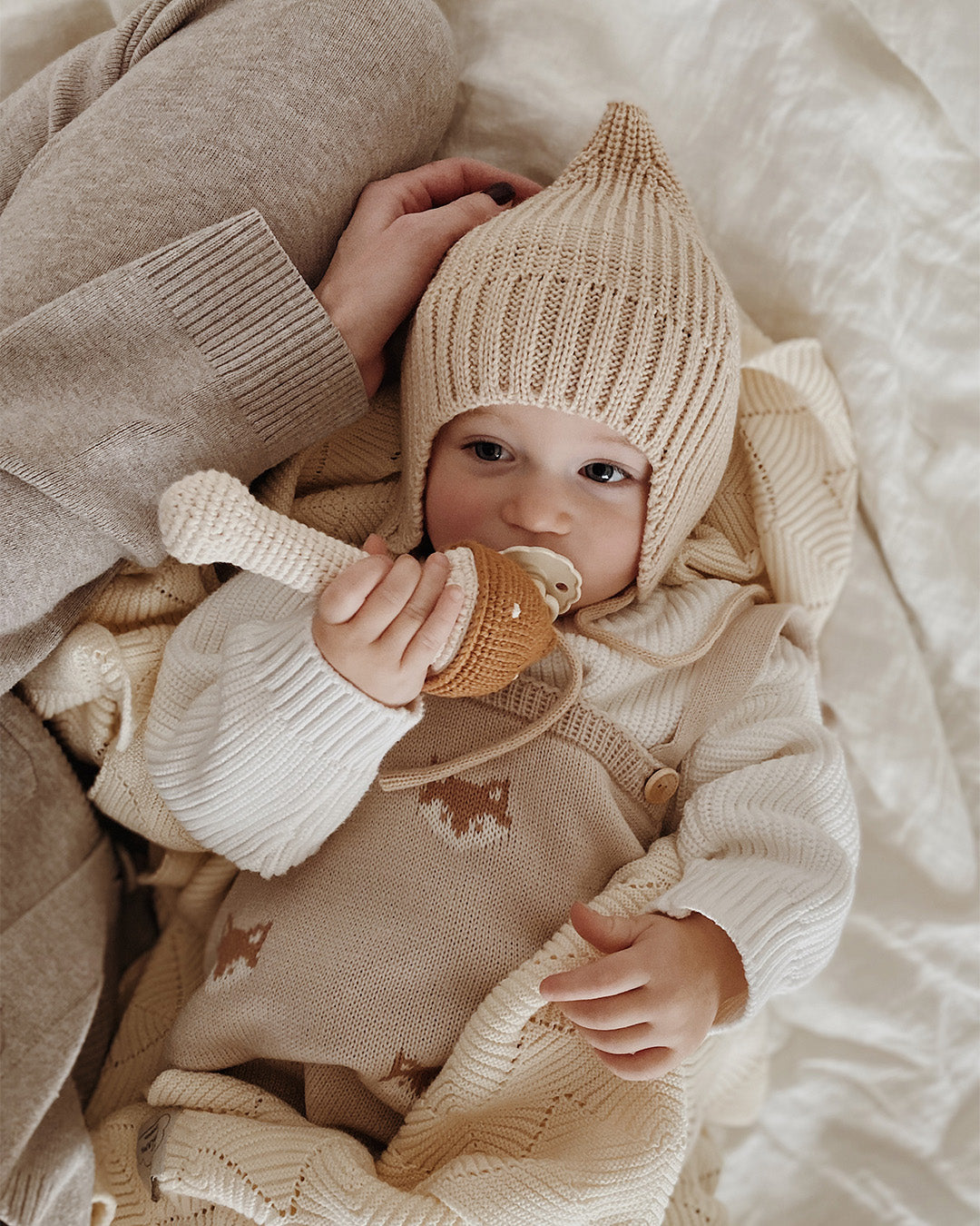 Patti Oslo Norge Mushroom Rattle caramel | with bell Teething Rings & Rattles & Baby Gym Toys