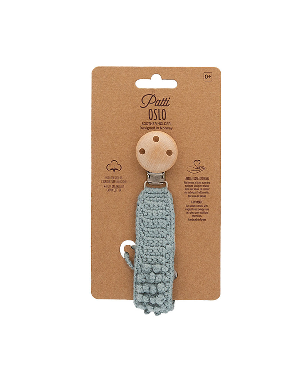 Patti Oslo Norge Pacifier Clip Organic Cotton | baby blue Pacifier Clips