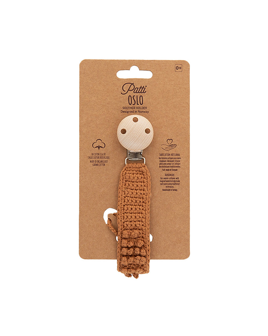 Patti Oslo Norge Pacifier Clip Organic Cotton | caramel Pacifier Clips