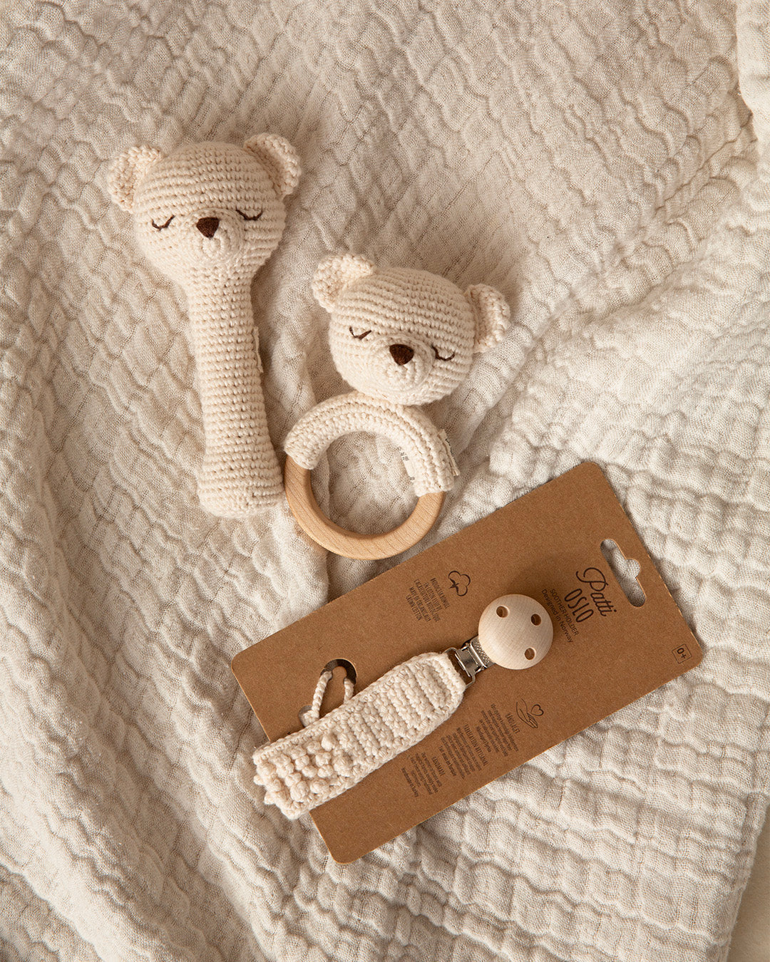 Patti Oslo Norge Pacifier Clip Organic Cotton | cream Pacifier Clips