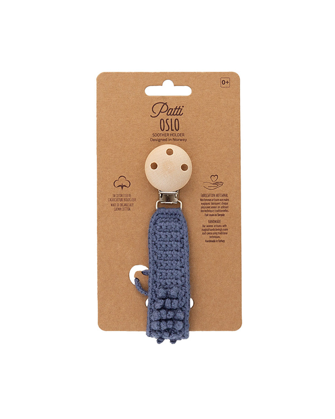 Patti Oslo Norge Pacifier Clip Organic Cotton | indigo Pacifier Clips