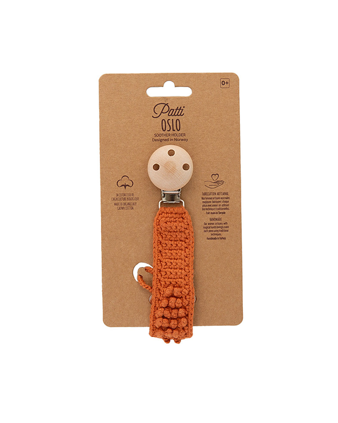 Patti Oslo Norge Pacifier Clip Organic Cotton | terracotta Pacifier Clips