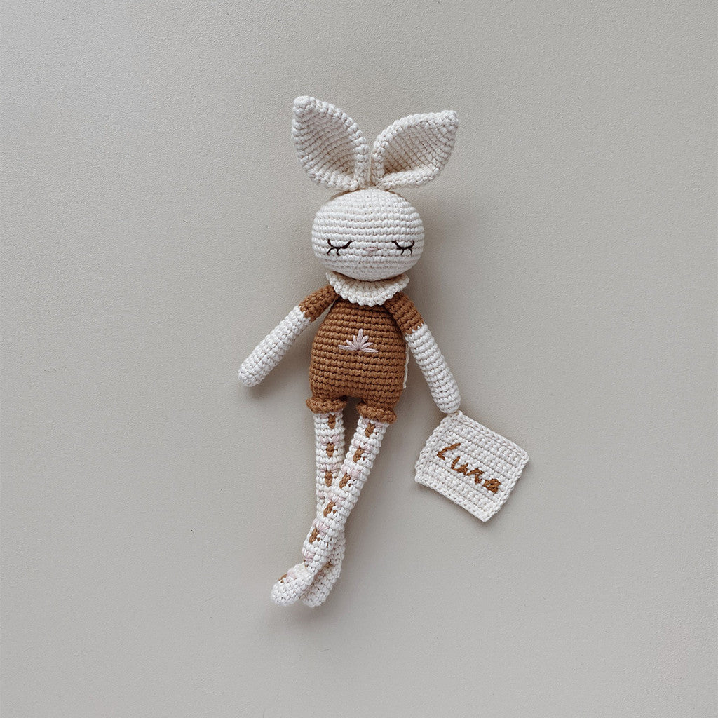 Patti Oslo Norge Personalised Bonnie Bunny | rosa flower tights Organic Soft Toys