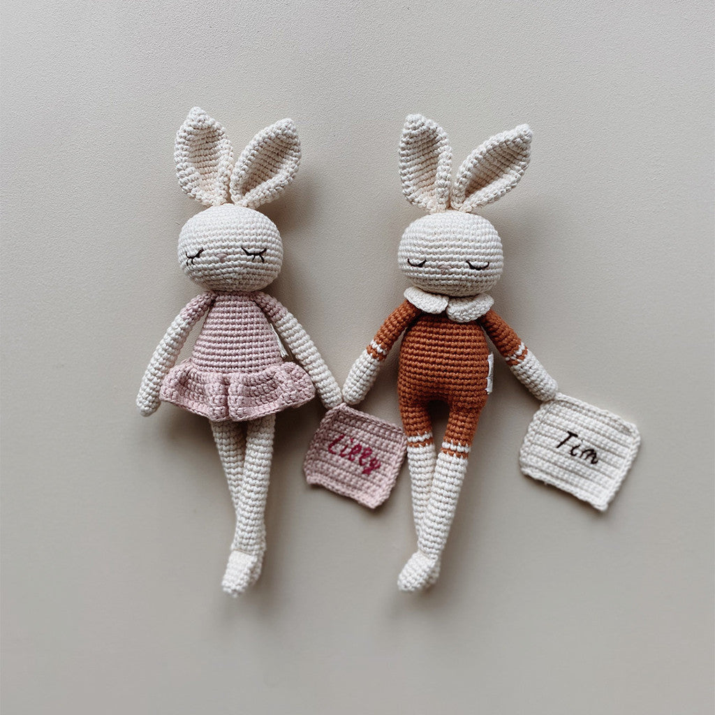 Patti Oslo Norge Personalised Bunny | terracotta Organic Soft Toys