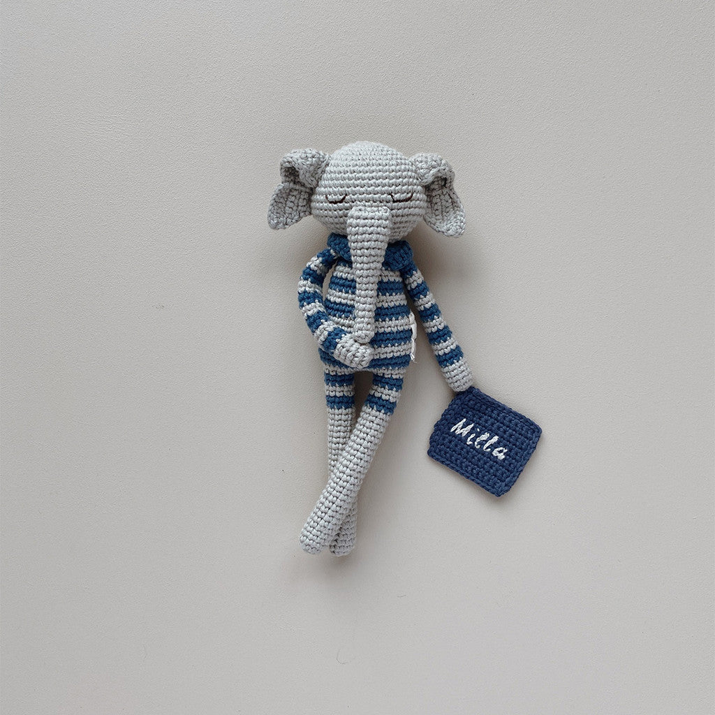 Patti Oslo Norge Personalised Ellie Elephant | striped raf Organic Soft Toys