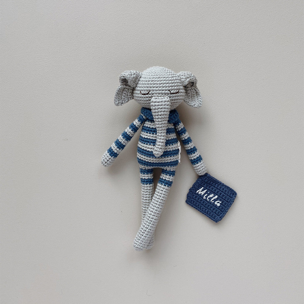 Patti Oslo Norge Personalised Ellie Elephant | striped raf Organic Soft Toys