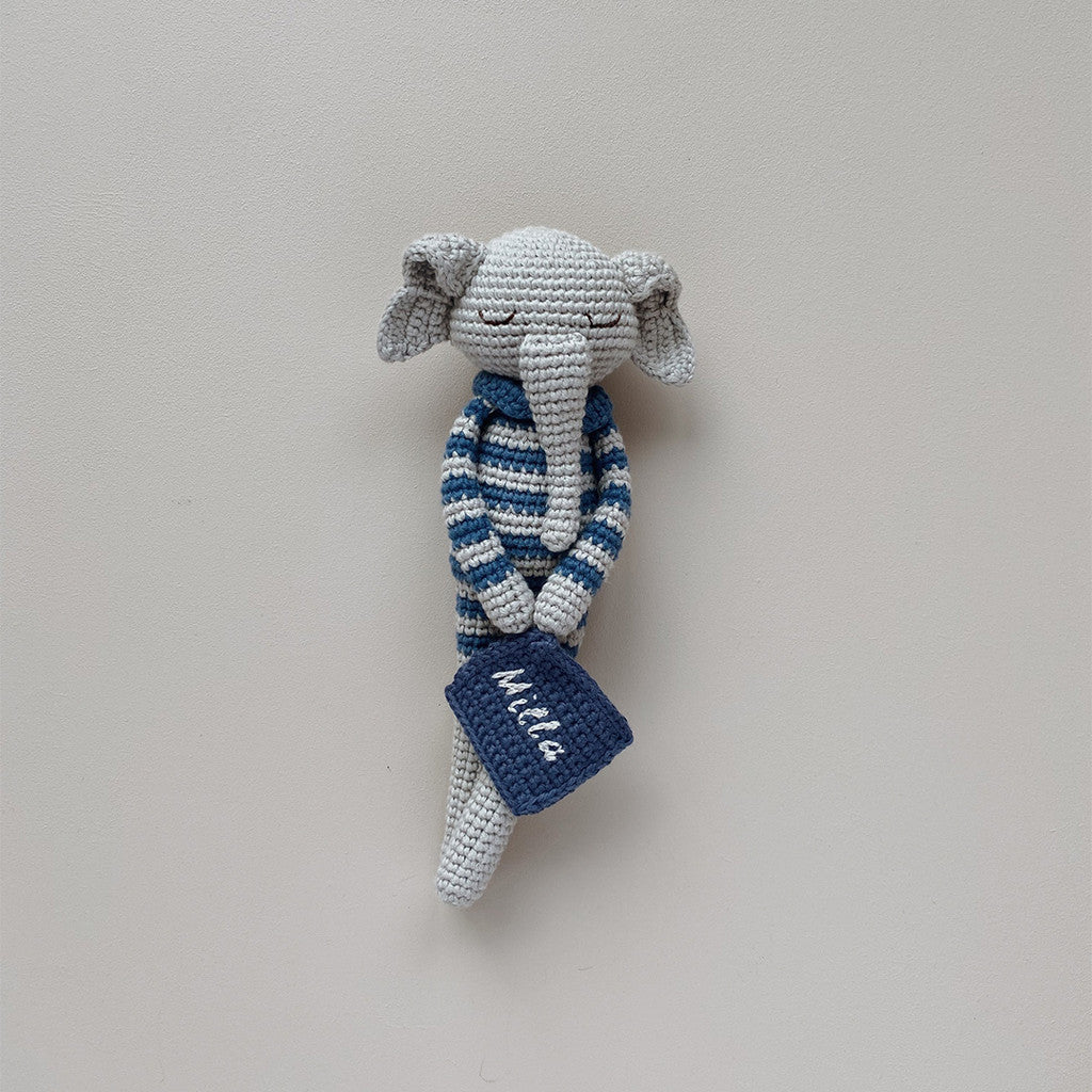 Patti Oslo Norge Personalised Ellie Elephant | striped raf Organic Soft Toys