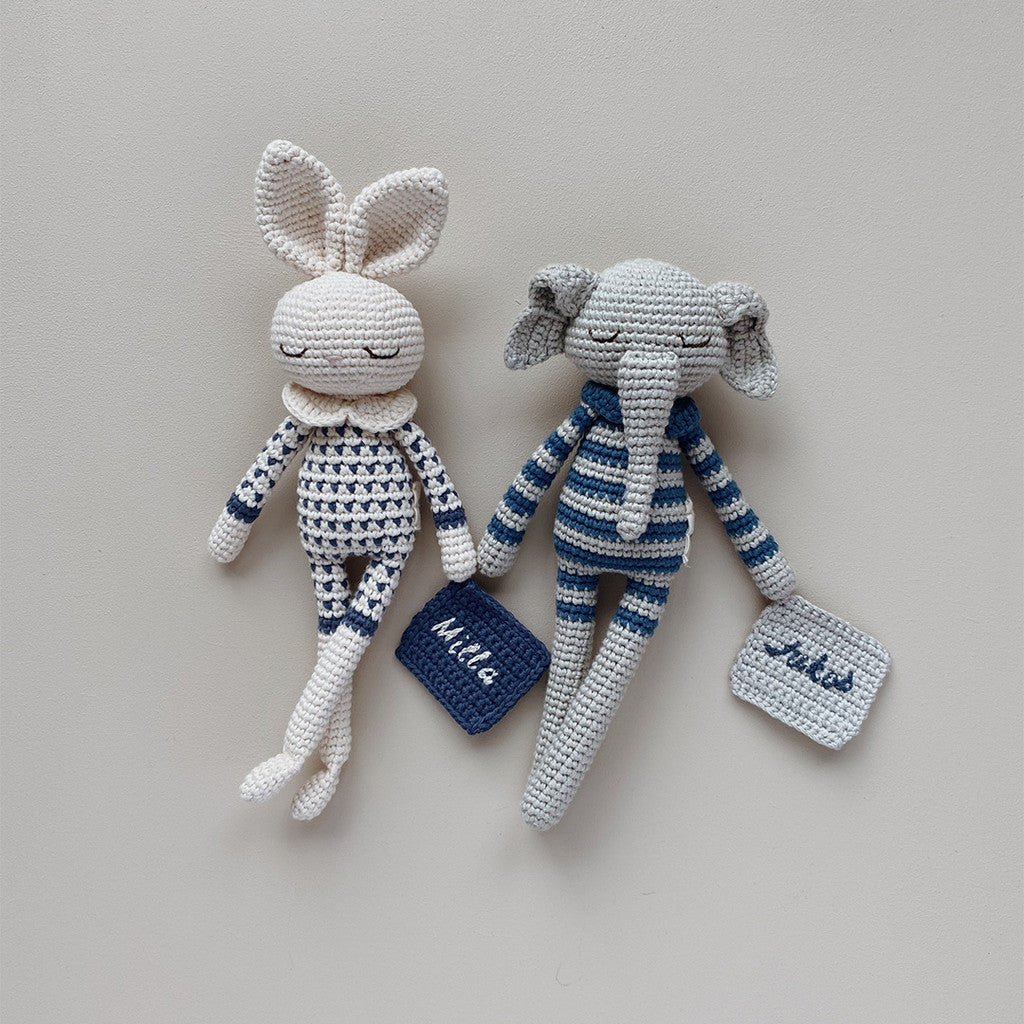 Patti Oslo Norge Personalised Ellie Elephant | striped raf Organic Soft Toys