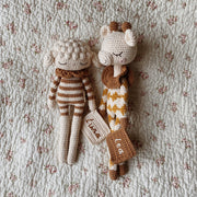 Patti Oslo Norge Personalised Goldie Giraffe | ochre overall Organic Soft Toys
