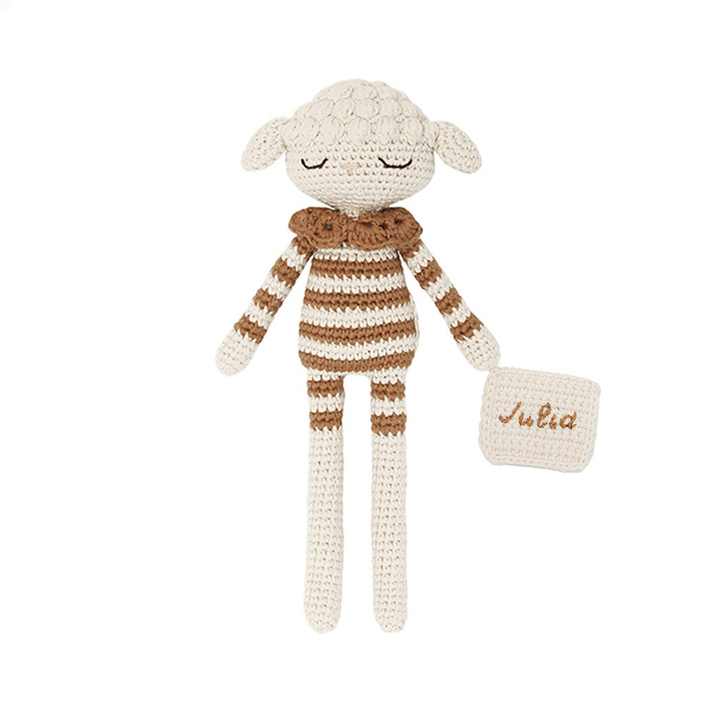 Patti Oslo Norge Personalised Lea Lamb I caramel Organic Soft Toys Cream napkin, caramel font