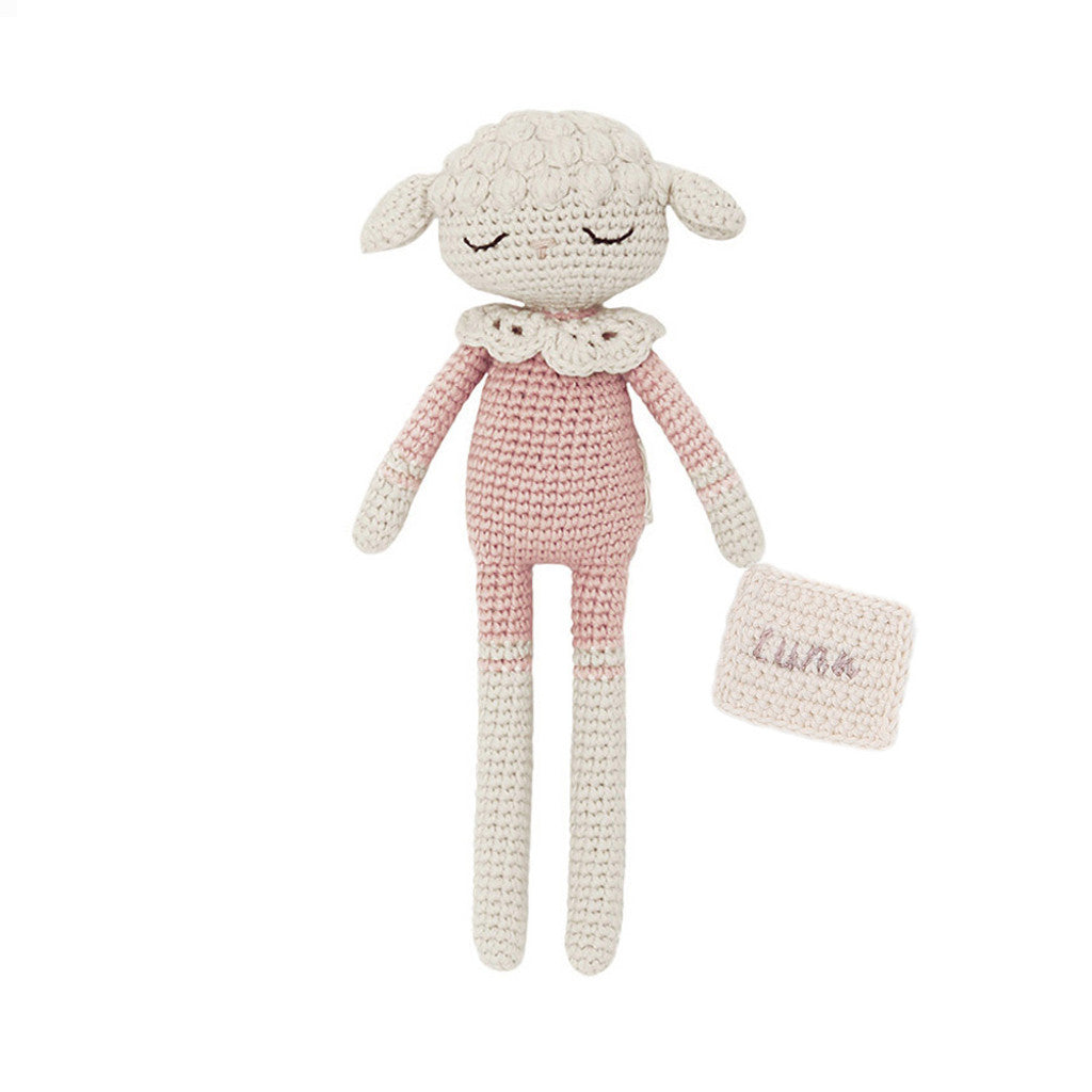 Patti Oslo Norge Personalised Lilli Lamb I rosa Organic Soft Toys Cream napkin, rosa font