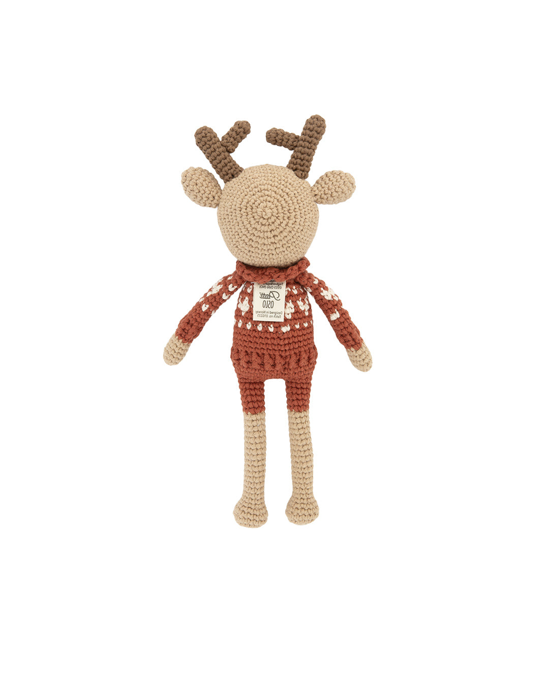 Patti Oslo Norge Robin Reindeer I hearts sweater sienna Organic Soft Toys